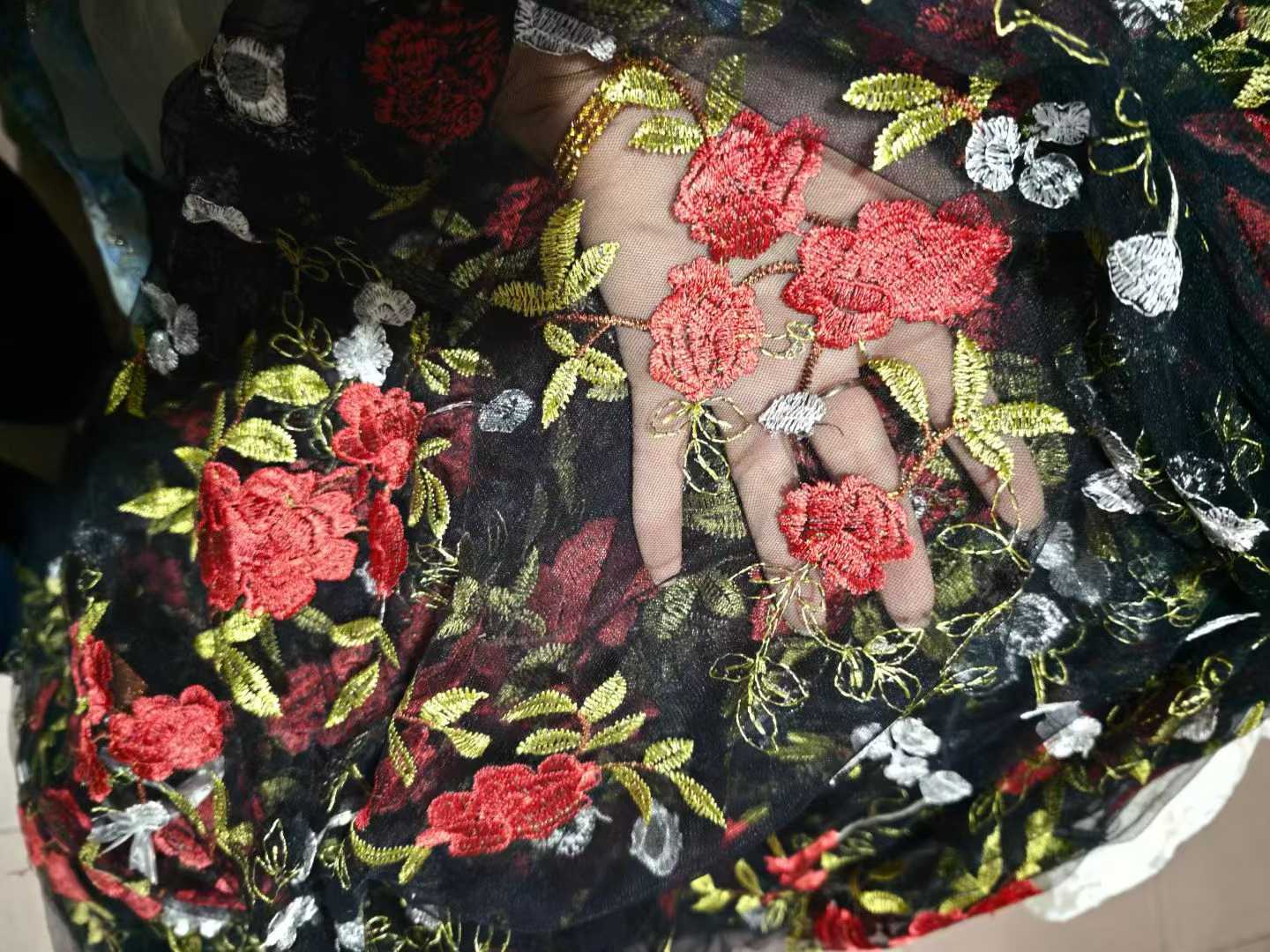 Wholesale Embroidered Mesh Fabric Stocklot | Soft Embroidered Netting Fabric for Fashion & Home Décor
