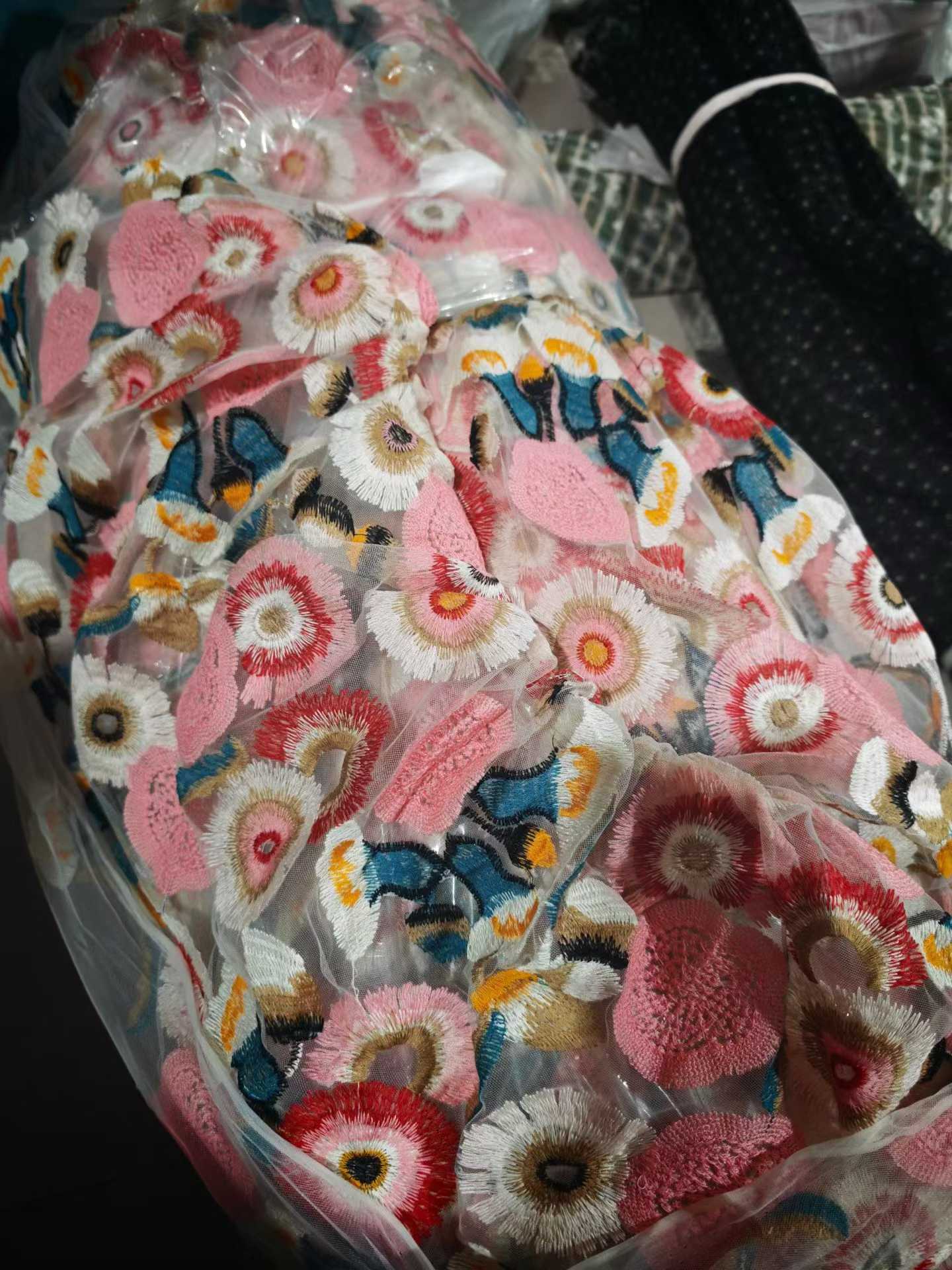 Wholesale Embroidered Mesh Fabric Stocklot | Soft Embroidered Netting Fabric for Fashion & Home Décor