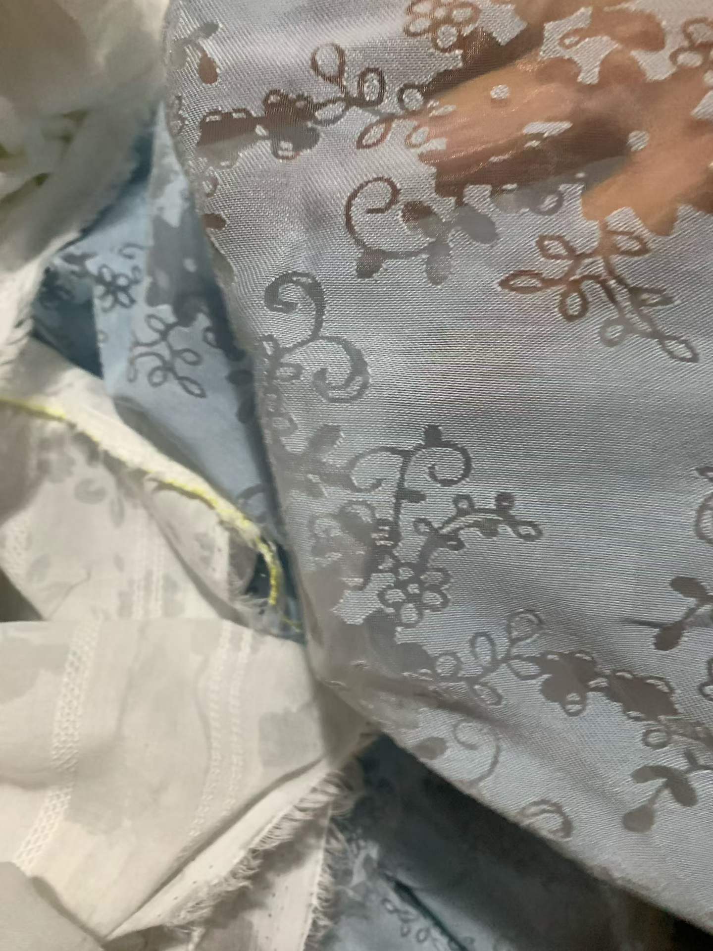 Wholesale Light Embroidered Mesh Fabric Stocklot | Soft Mesh Fabric with Elegant Floral Embroidery for Fashion & Home Décor