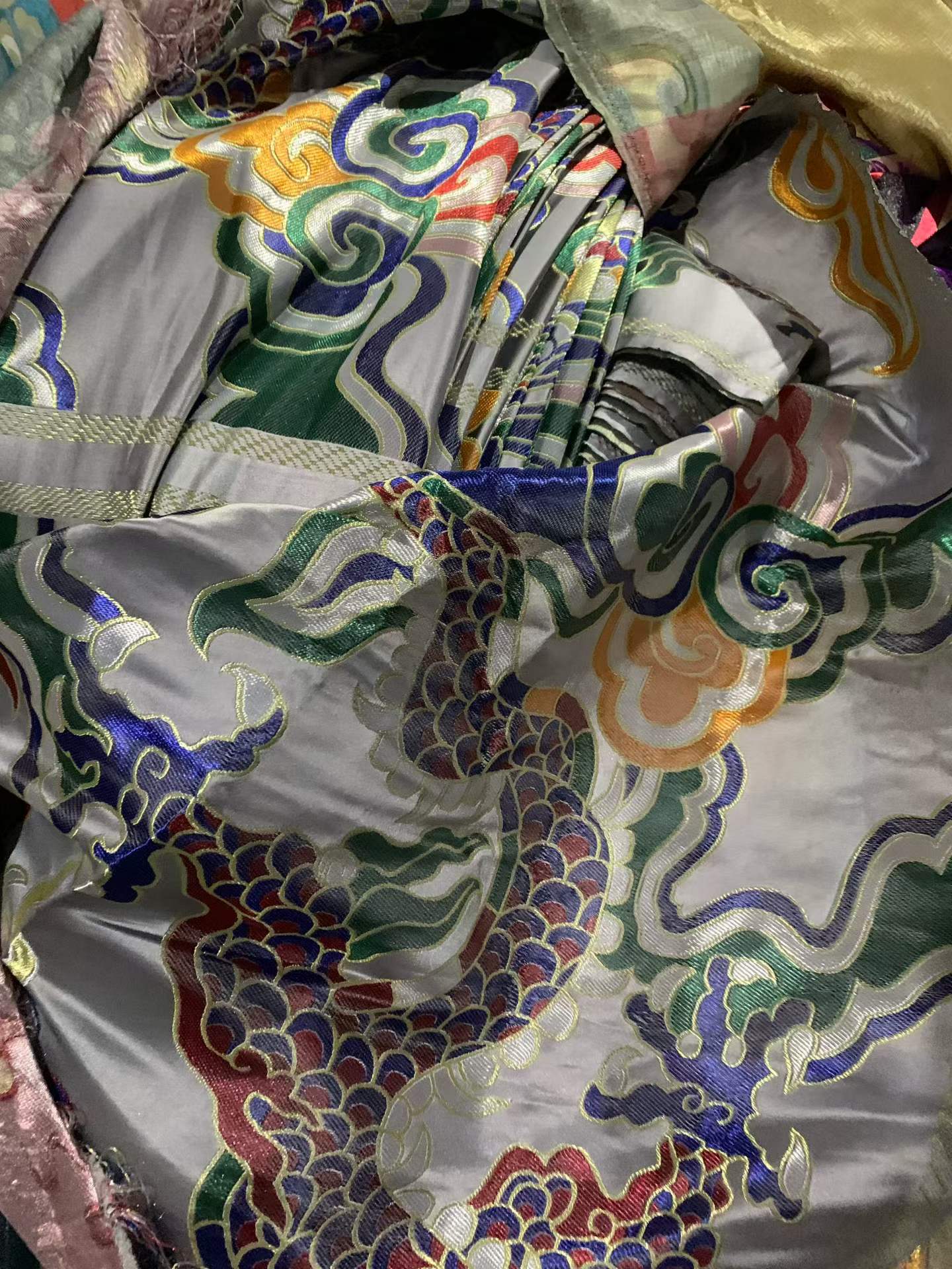 Premium Brocade Satin Fabric Remnants | Traditional Chinese Jacquard Fabric, 20-40m Lengths, 75cm/1.1m/1.5m Widths, for Qipao, Tang Suit, Vest, Wholesale