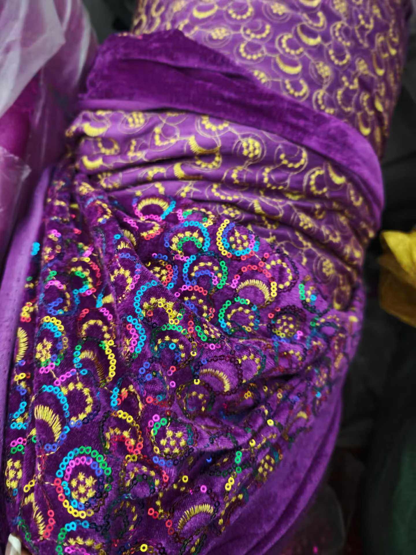 20kg Premium Embroidered Velvet Fabric for Costumes