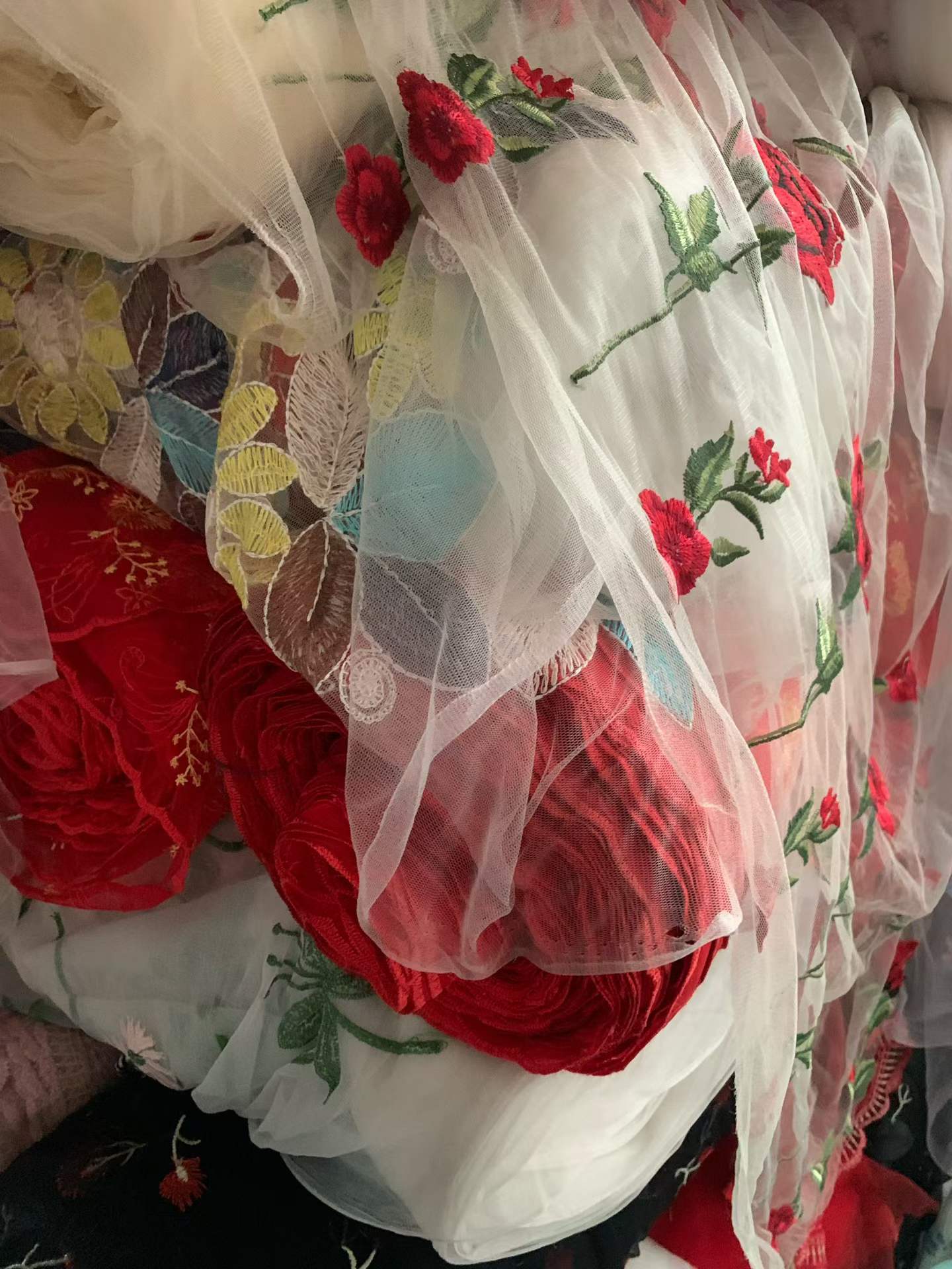 Small Roll Embroidered Tulle Fabric | Lightweight Wedding Dress Tulle 400-500kg