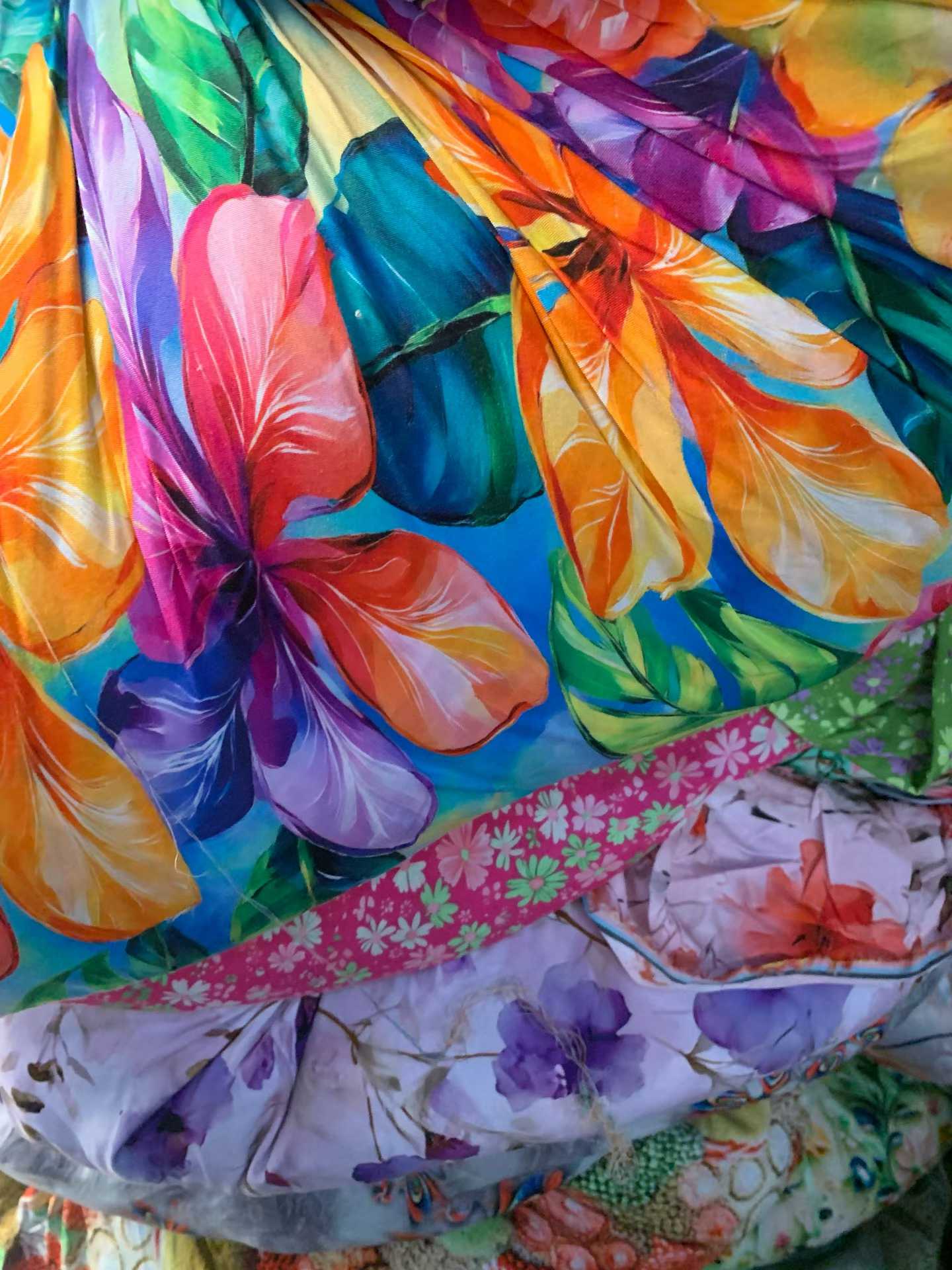 Cotton Poplin Linen & Printed Rayon Fabric Sample Remnants Mixed Stock