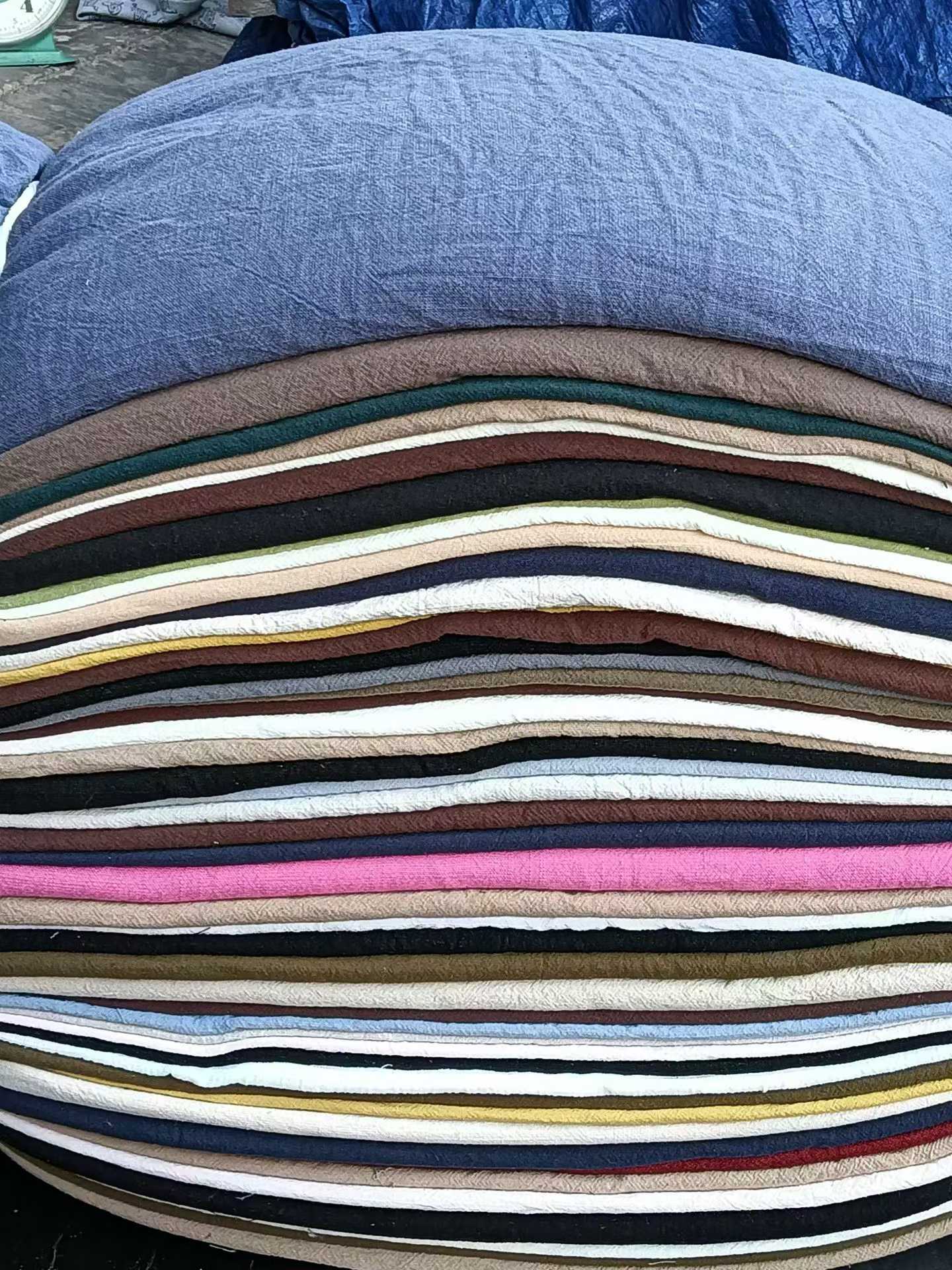 1-10M Cotton Linen Fabric Remnants - Bulk Jacquard Stock Linen Cotton Blend Fabric for Garment & Home Textiles, MOQ 100KG