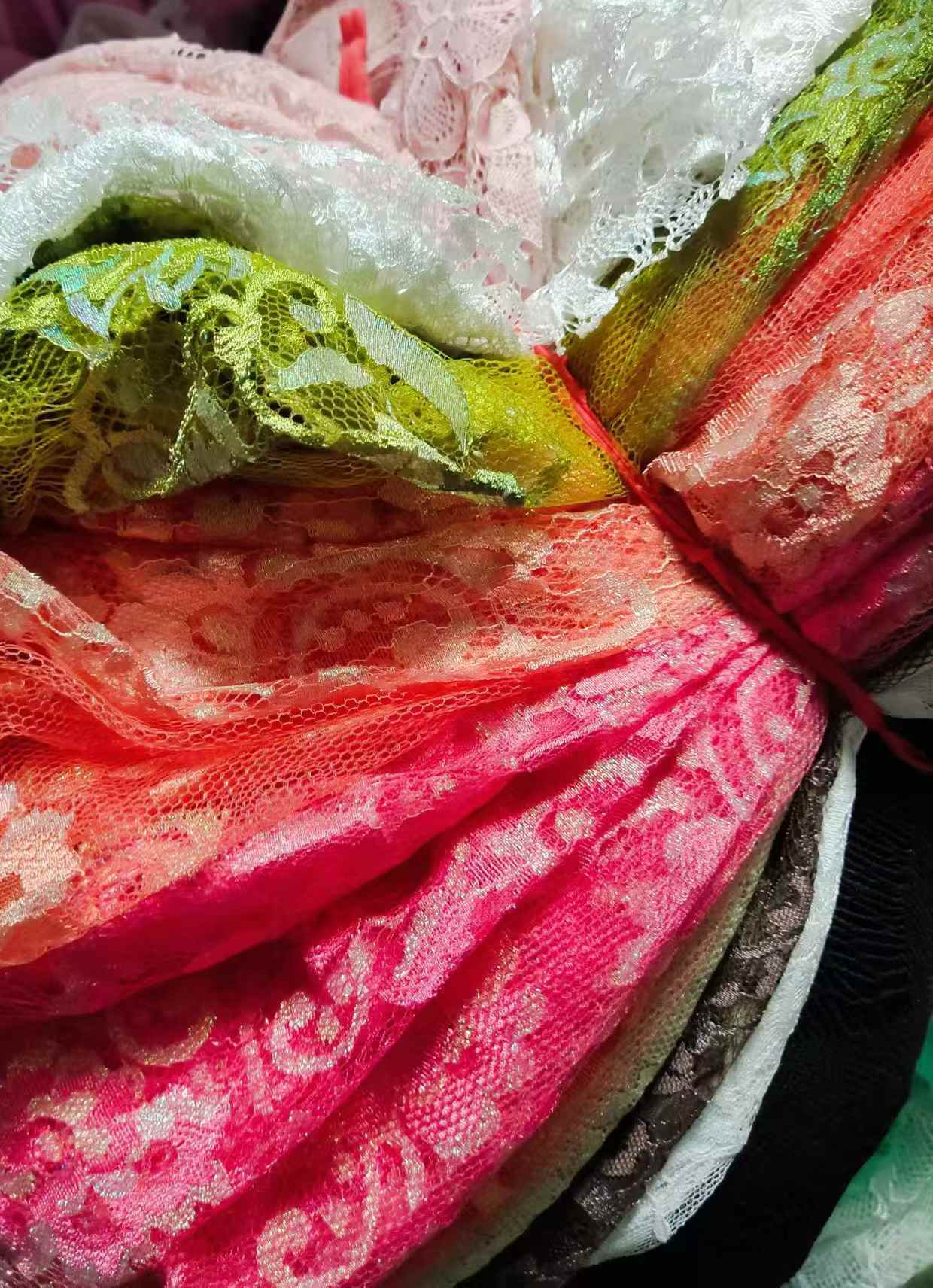 1-6M Stretch Lace Fabric Remnants - Bright Color Floral Lace Fabric Lot, Multi Patterns Available