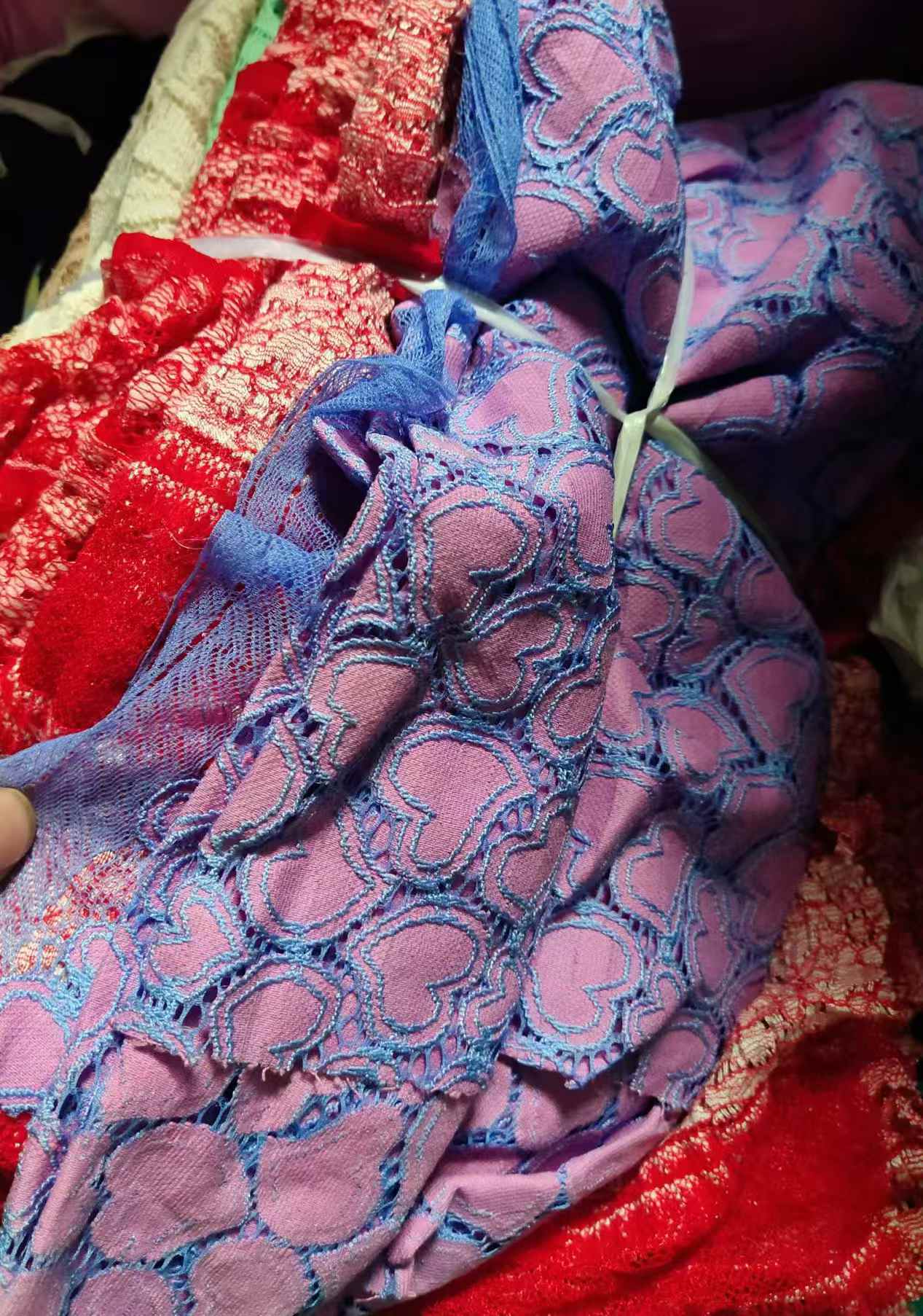 1-6M Stretch Lace Fabric Remnants - Bright Color Floral Lace Fabric Lot, Multi Patterns Available