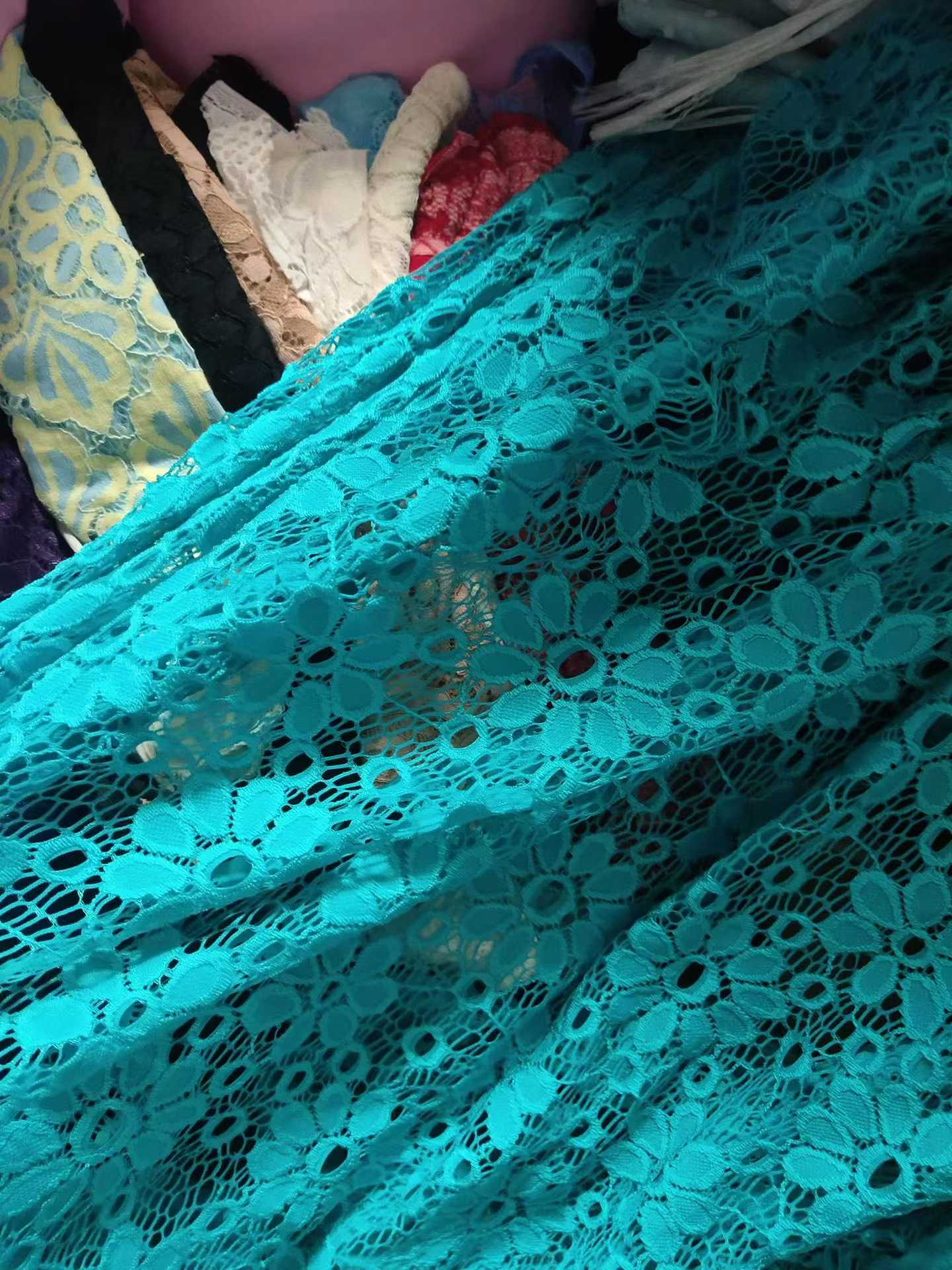 1-6M Stretch Lace Fabric Remnants - Bright Color Floral Lace Fabric Lot, Multi Patterns Available