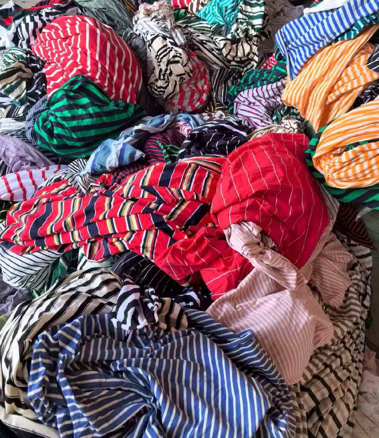Stock Striped Cotton Spandex Fabric - Bulk Colorful Knit Cotton Jersey Fabric for T-shirts & Underwear, Low Price