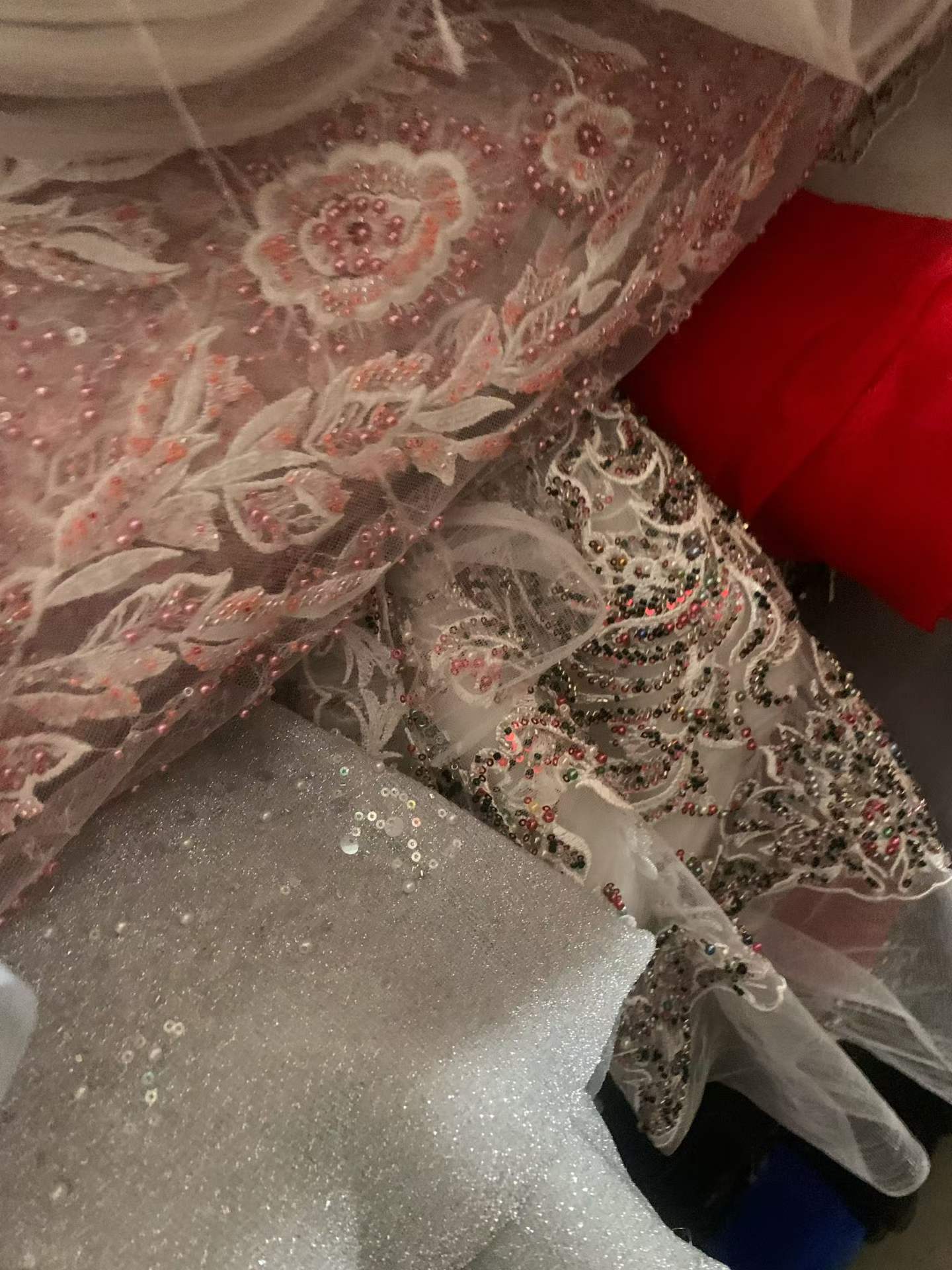 10-30KG Per Roll Sequin Embroidery Mesh Fabric - 500-600KG Unique Tulle Fabric for Dresses & Crafts