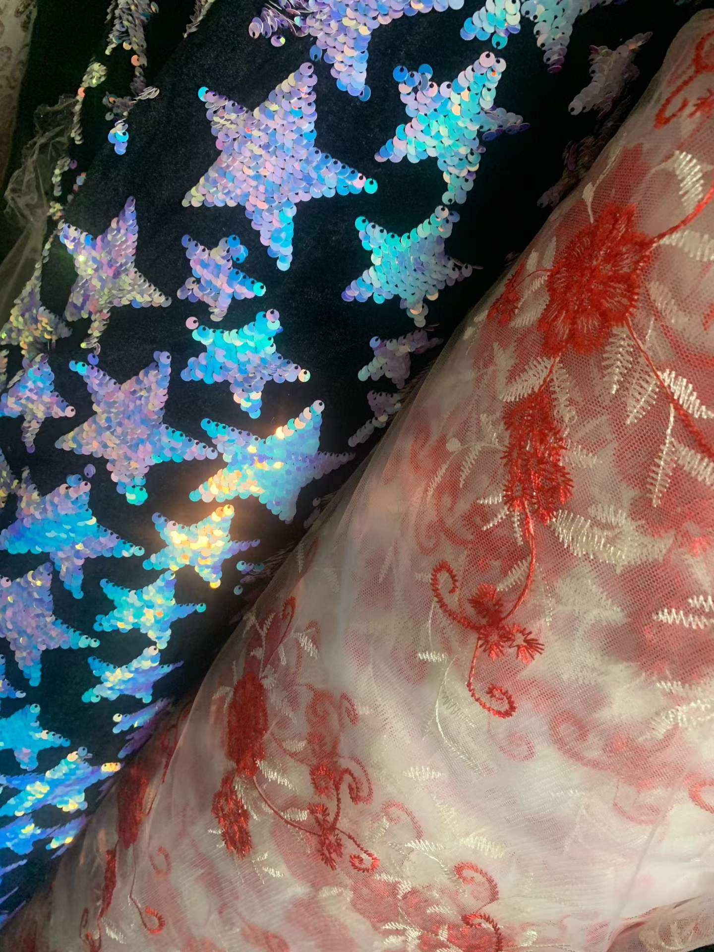 10-30KG Per Roll Sequin Embroidery Mesh Fabric - 500-600KG Unique Tulle Fabric for Dresses & Crafts