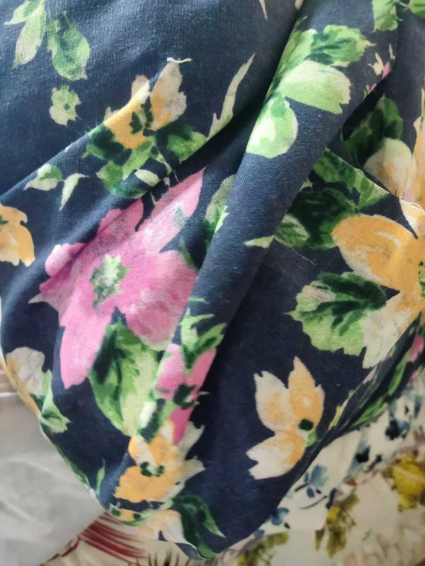 Large Piece Printed Linen Cotton Fabric - Hundreds KG Floral Linen/Ramie Fabric, No Defects