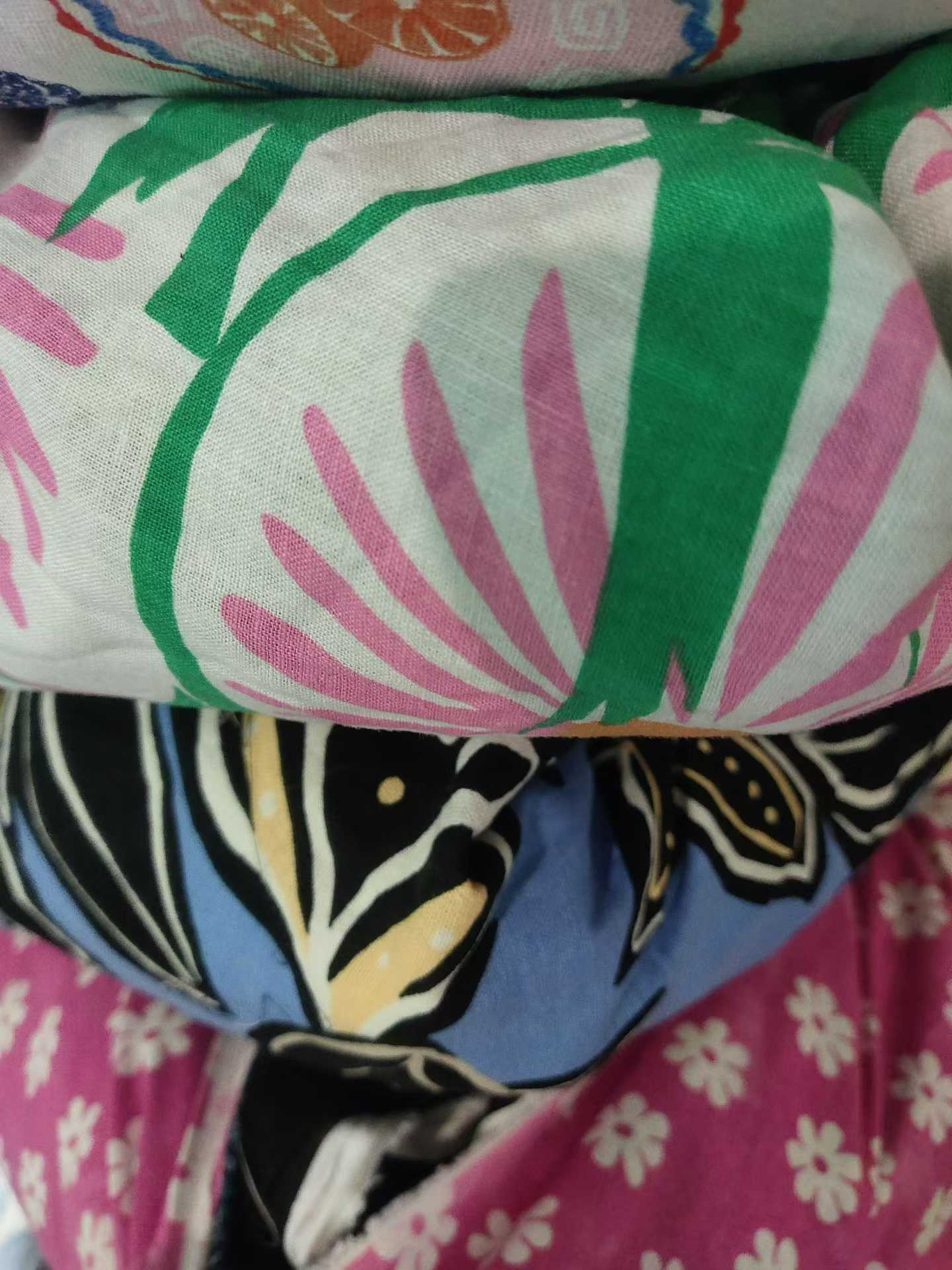 Large Piece Printed Linen Cotton Fabric - Hundreds KG Floral Linen/Ramie Fabric, No Defects