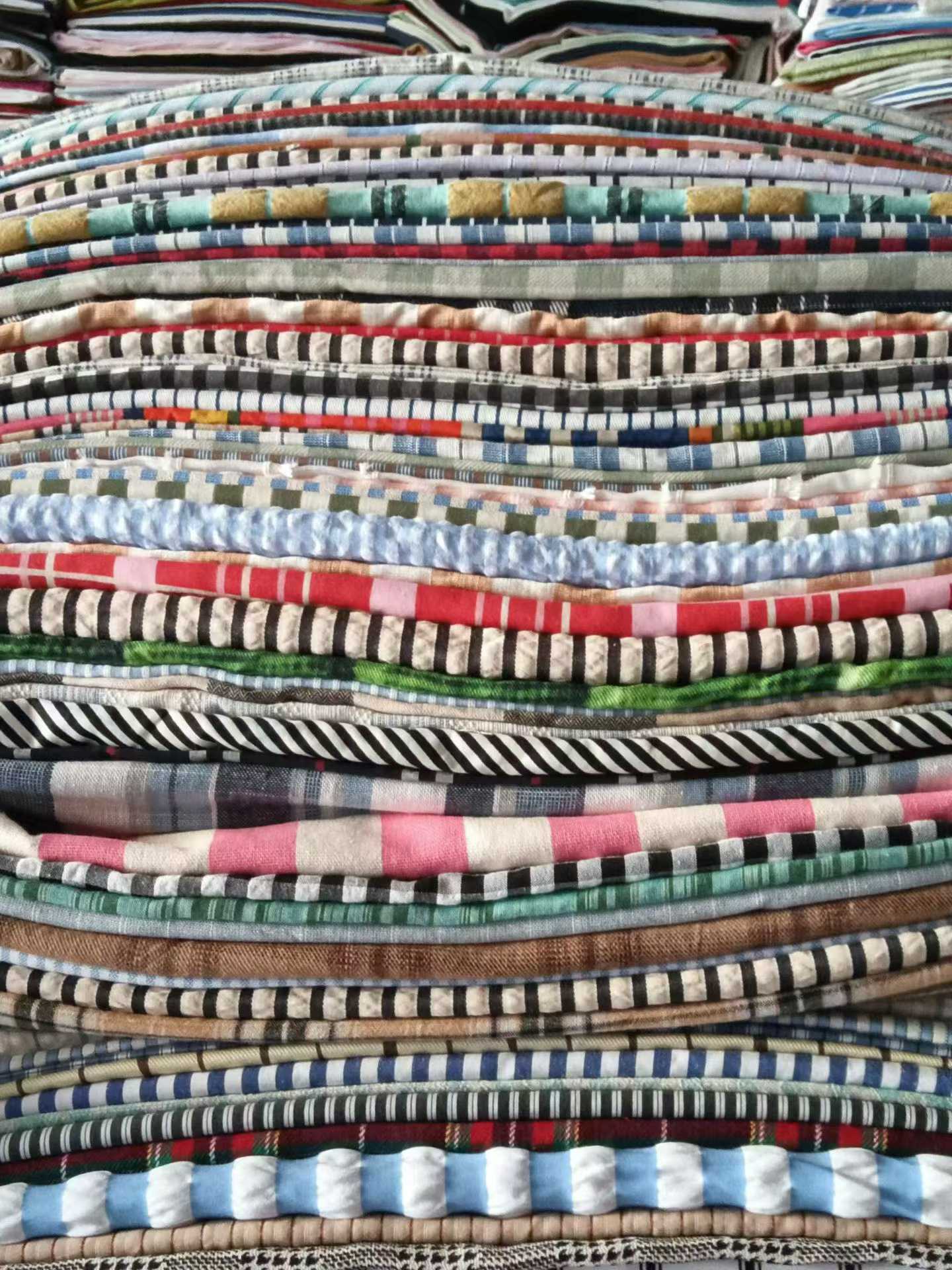 1-10M Plaid Striped Cotton Linen Fabric - 25KG Per Roll Colorful Cotton Blend Fabric