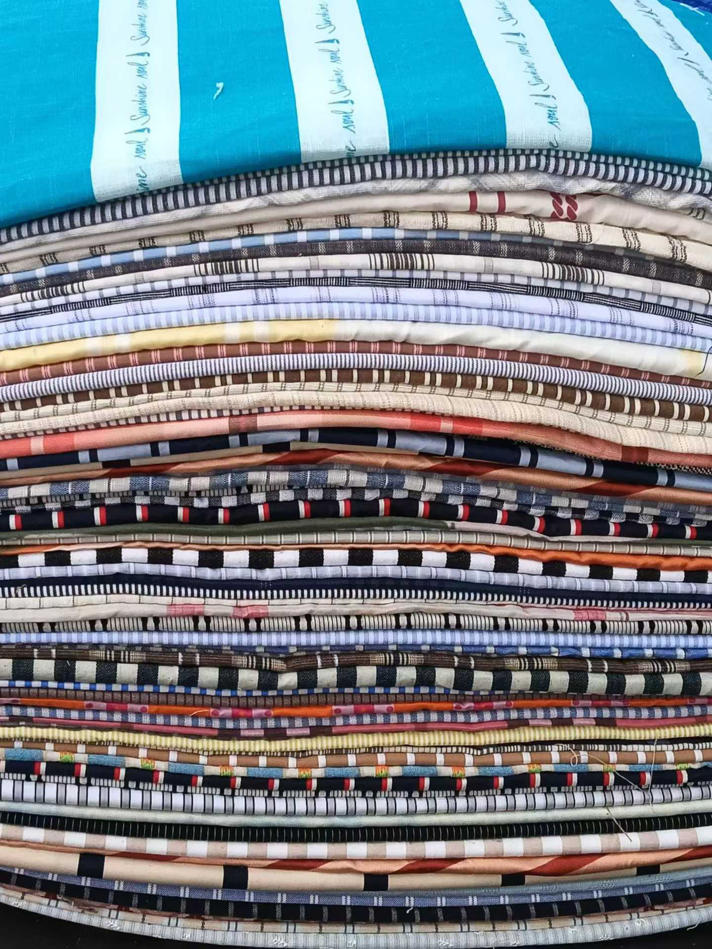 1-10M Plaid Striped Cotton Linen Fabric - 25KG Per Roll Colorful Cotton Blend Fabric