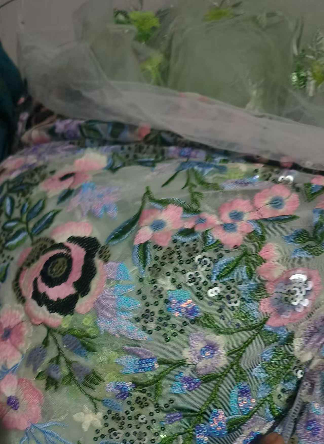 2-10m Heavyweight Mesh Embroidery Fabric - 300-400KG Floral Tulle Fabric Remnants