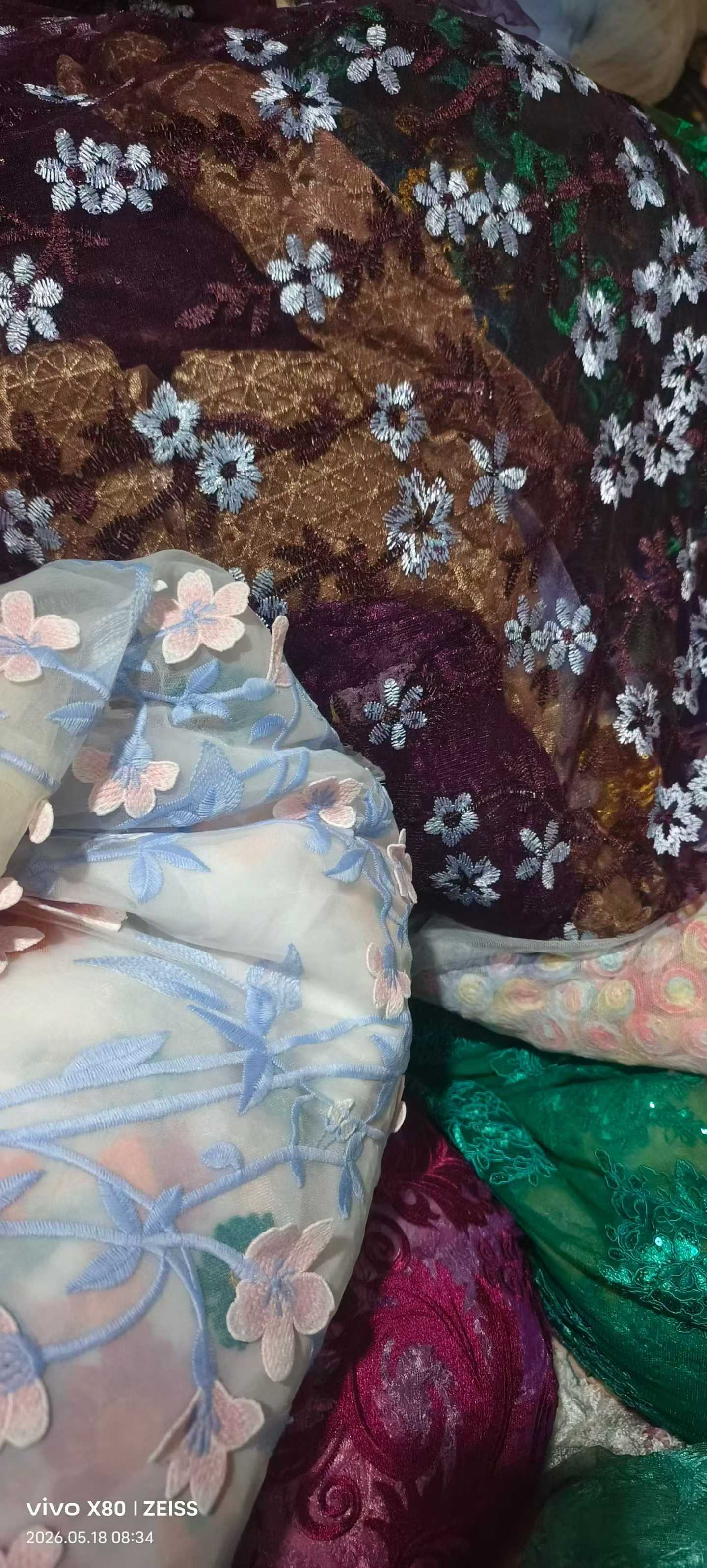 2-10m Heavyweight Mesh Embroidery Fabric - 300-400KG Floral Tulle Fabric Remnants