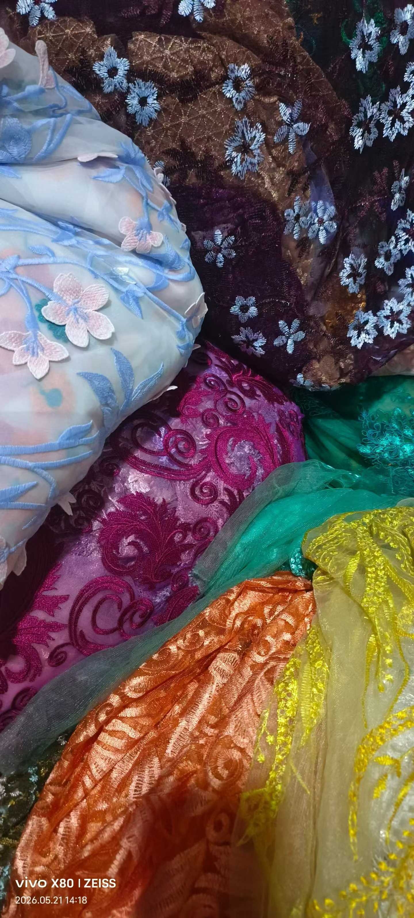 2-10m Heavyweight Mesh Embroidery Fabric - 300-400KG Floral Tulle Fabric Remnants