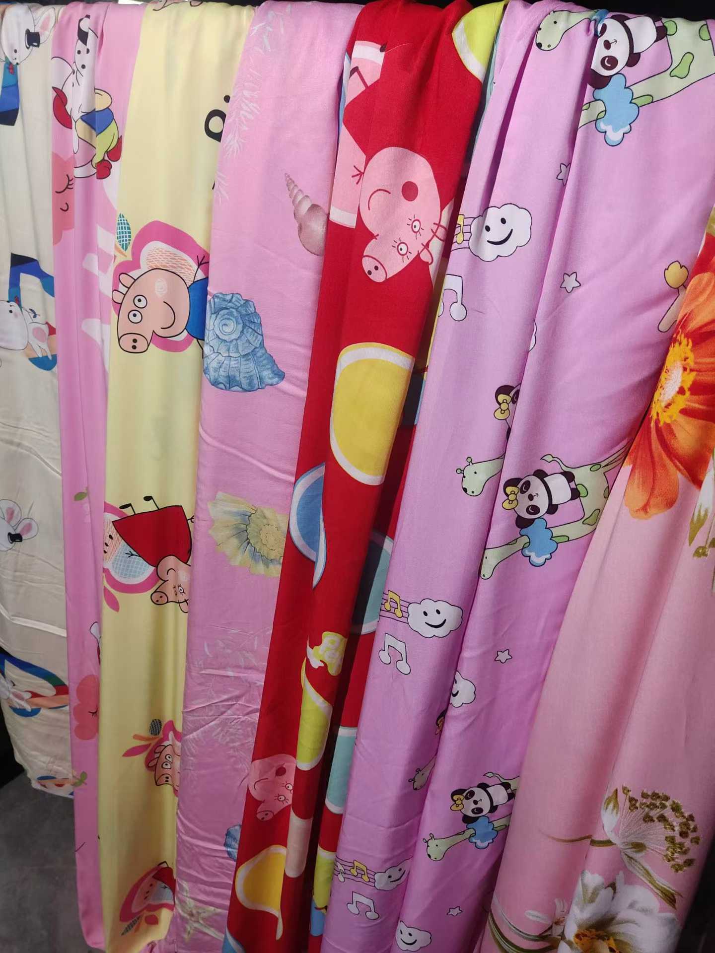 6-10m Cartoon Rayon Fabric - 200cm Width Summer Cotton Fabric Remnants with Cute Prints