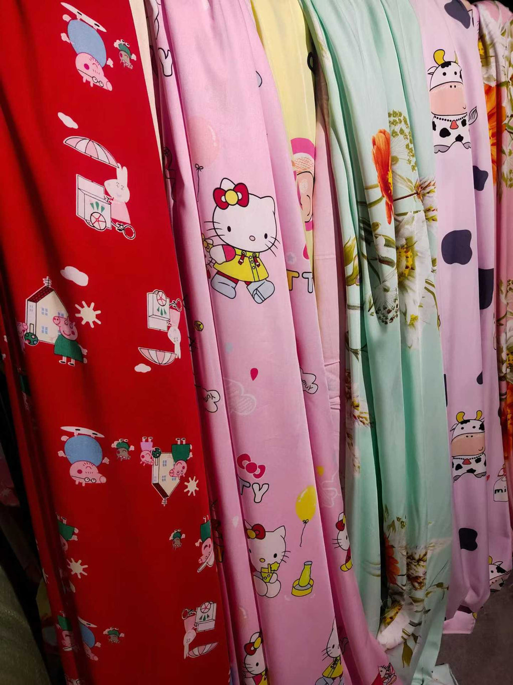 6-10m Cartoon Rayon Fabric - 200cm Width Summer Cotton Fabric Remnants with Cute Prints