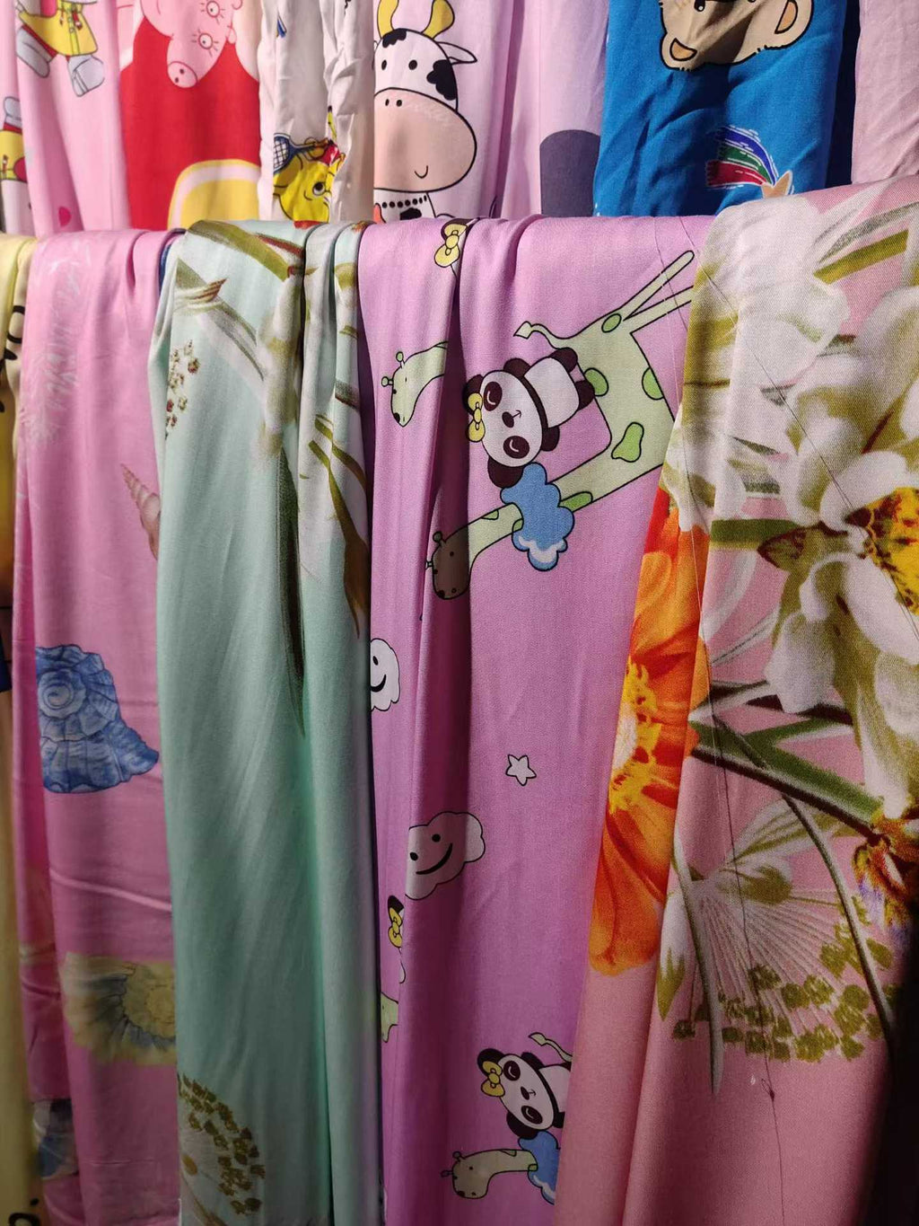 6-10m Cartoon Rayon Fabric - 200cm Width Summer Cotton Fabric Remnants with Cute Prints