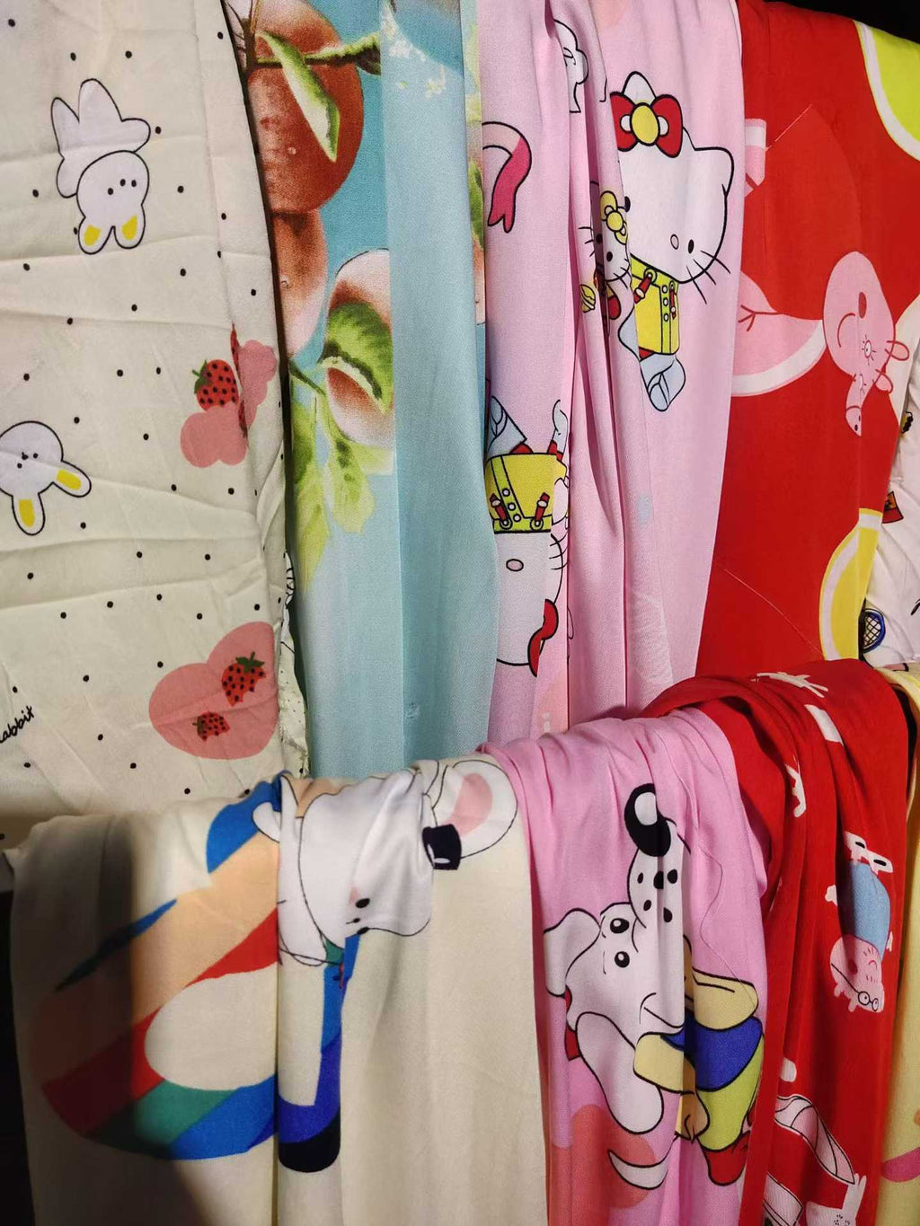 6-10m Cartoon Rayon Fabric - 200cm Width Summer Cotton Fabric Remnants with Cute Prints