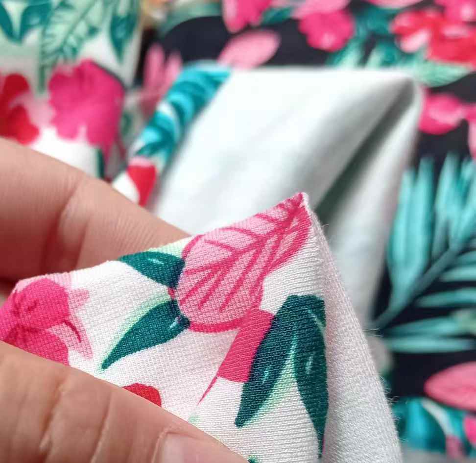 1200斤 Floral Cotton Roma Knit Fabric - Soft & Breathable Stretch Cotton Fabric Rolls