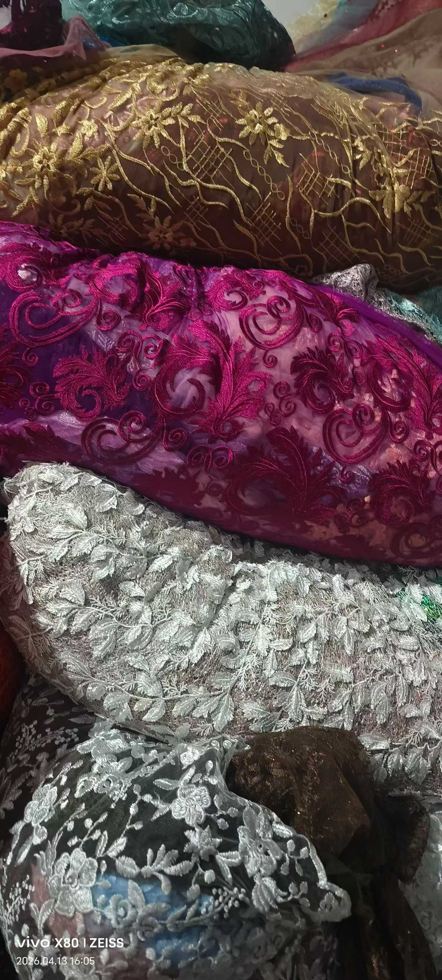 Embroidered Mesh Fabric | Bulk Floral Netting Scraps for Wedding Dresses, Costumes & Wholesale