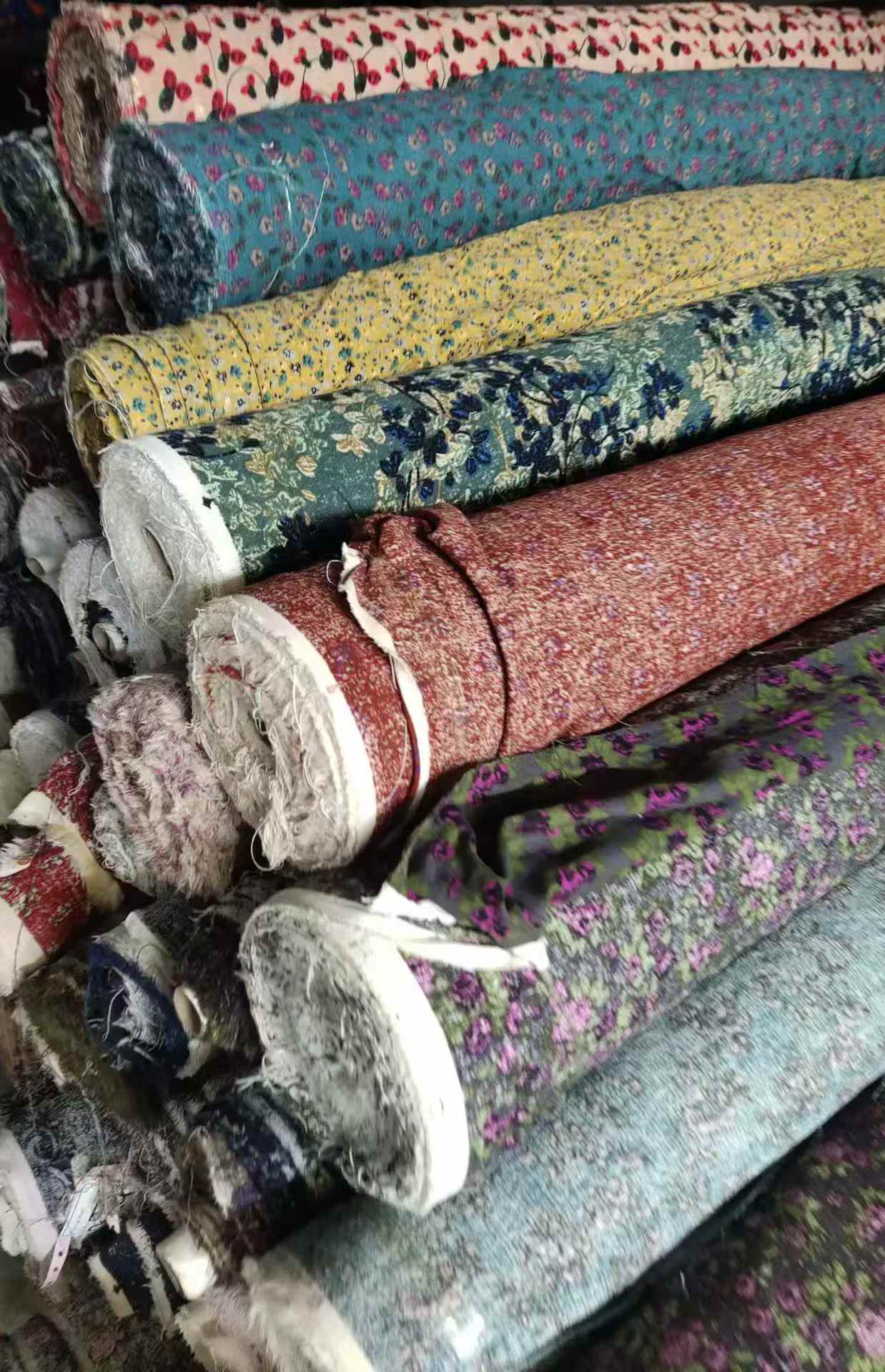 Wholesale Linen Floral Fabric Rolls | Stock Printed Linen Cotton Fabric Bulk Sale MOQ 25KG
