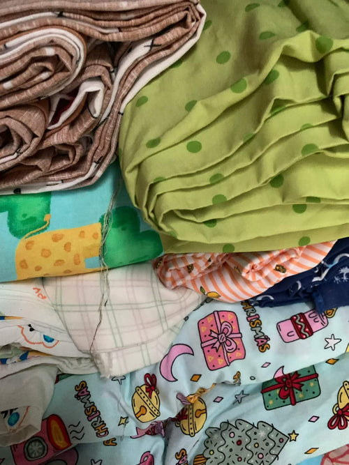 Cute Cartoon Rayon Cotton Fabric Scraps | Bulk for Kids’ Pajamas, Loungewear & Crafts