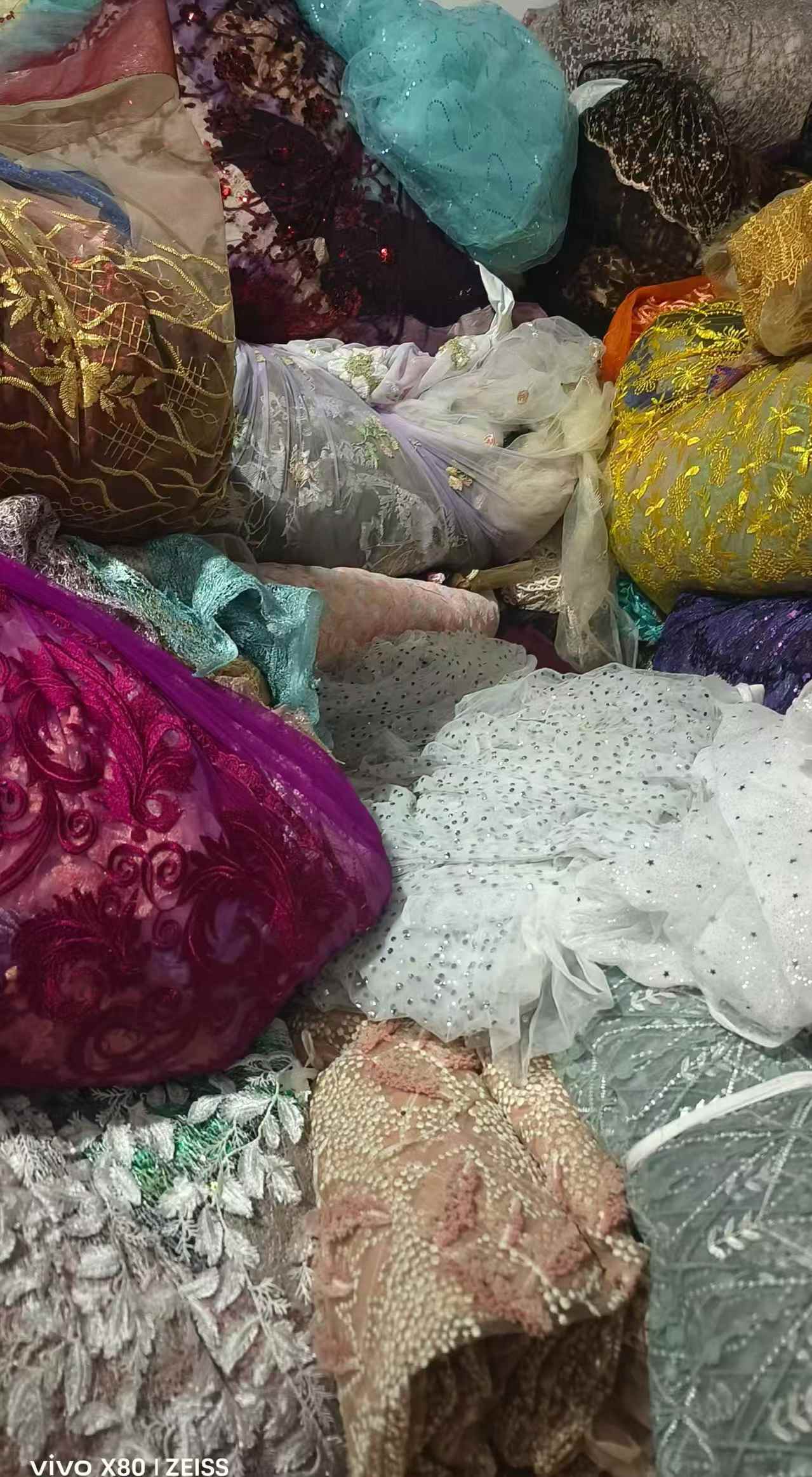 Embroidered Mesh Fabric | Bulk Floral Netting Scraps for Wedding Dresses, Costumes & Wholesale