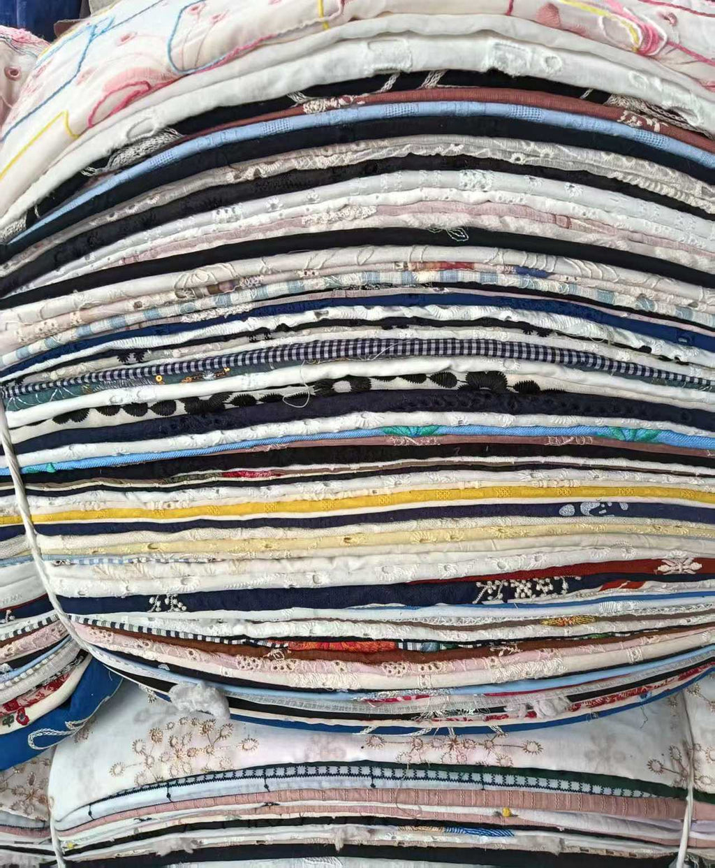 6 Bundles Cotton Embroidery Fabric Scraps | 300lbs Bulk Stock, Mixed Cotton & Chiffon Embroidery Remnants for Sewing, Crafts & Wholesale