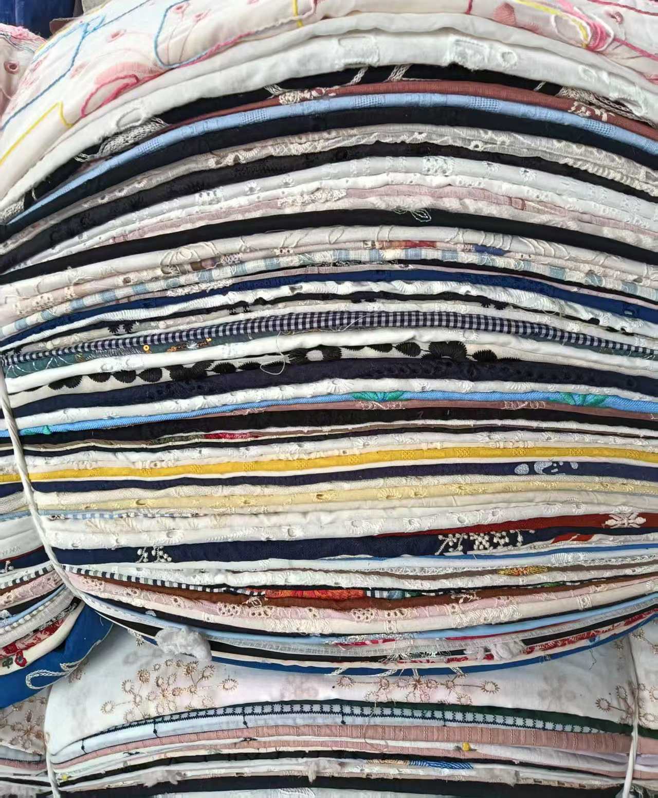 6 Bundles Cotton Embroidery Fabric Scraps | 300lbs Bulk Stock, Mixed Cotton & Chiffon Embroidery Remnants for Sewing, Crafts & Wholesale