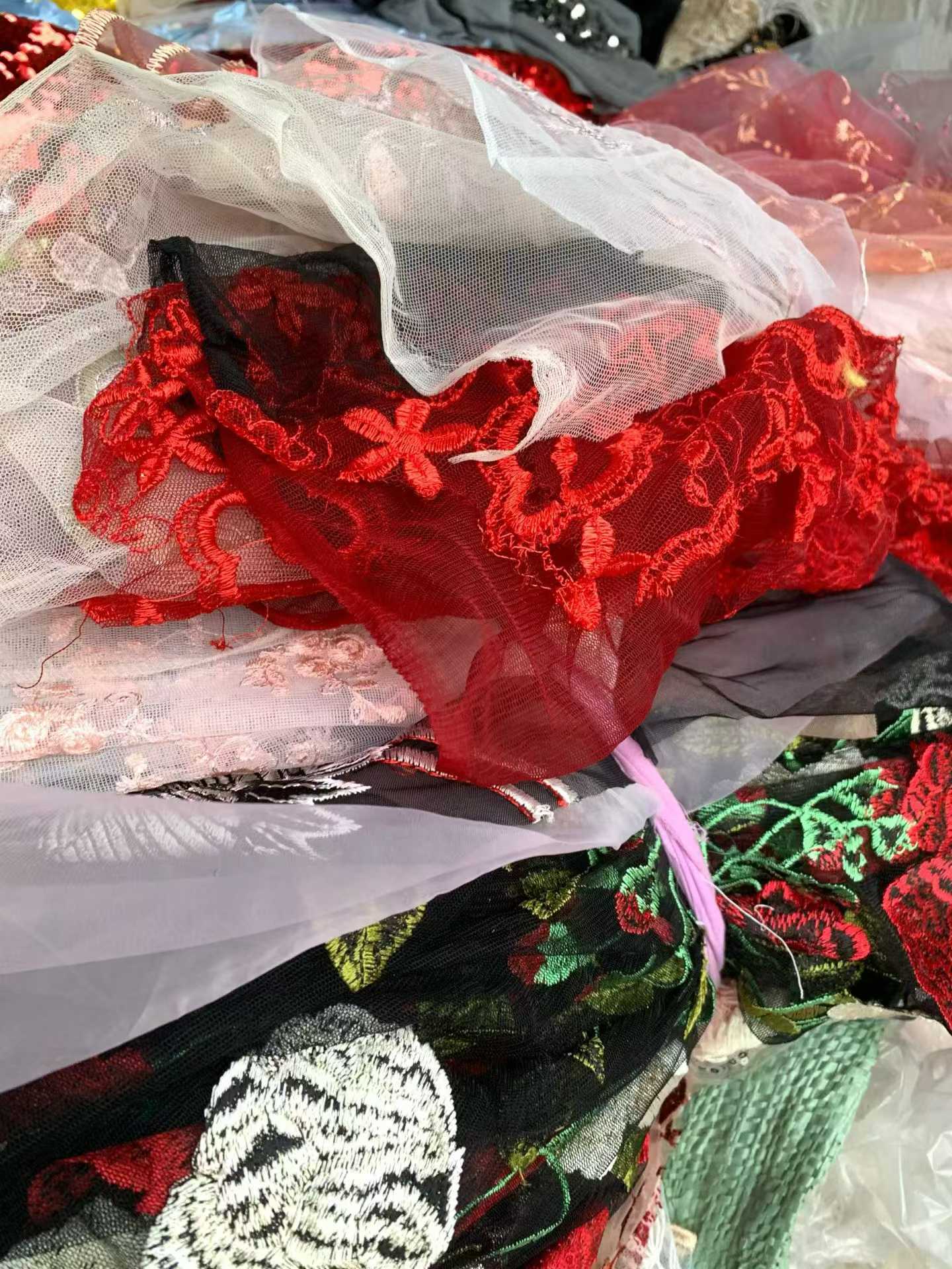 Wholesale Embroidered Glass Tulle & Mesh Fabric - Sheer Net Lace with Fashion Embroidery for Wedding Dresses, Gowns, Couture & Evening Wear (100kg Surplus Stock)