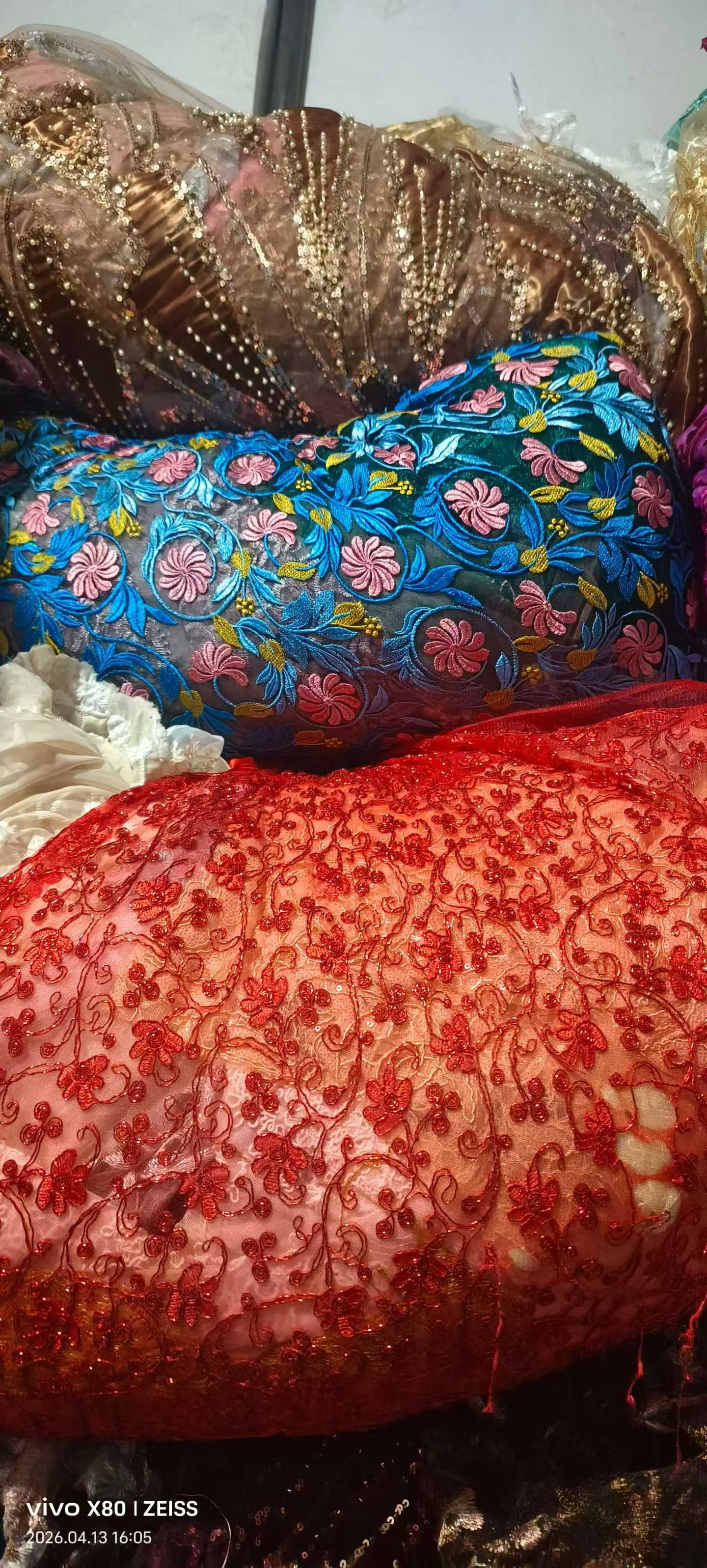 Embroidered Mesh Fabric | Bulk Floral Netting Scraps for Wedding Dresses, Costumes & Wholesale