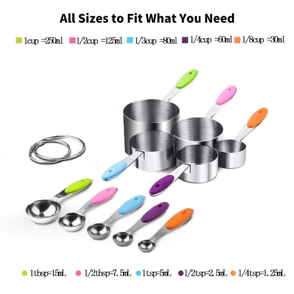304 Stainless Steel Measuring Cups And Spoons Set ,Kitchen Accessories For Baking Cake Cooking Making Measuring Kitchen Tools