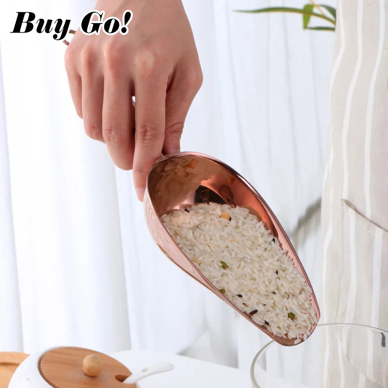 1/2PCS 9.8inch Stainless Steel Gold Ice Scraper Dry Food Flour Candy Bin Spice Scoop Buffet Shovel Wedding Bar Kitchen Tools