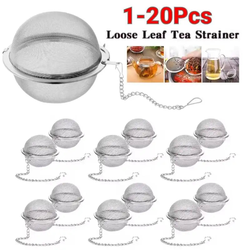 2-20Pcs Tea Infuser Stainless Steel Mesh Tea Ball Spacing Diffusion Ball Loose Leaf Tea Filter Kitchen Tools Loose Herbal Spices