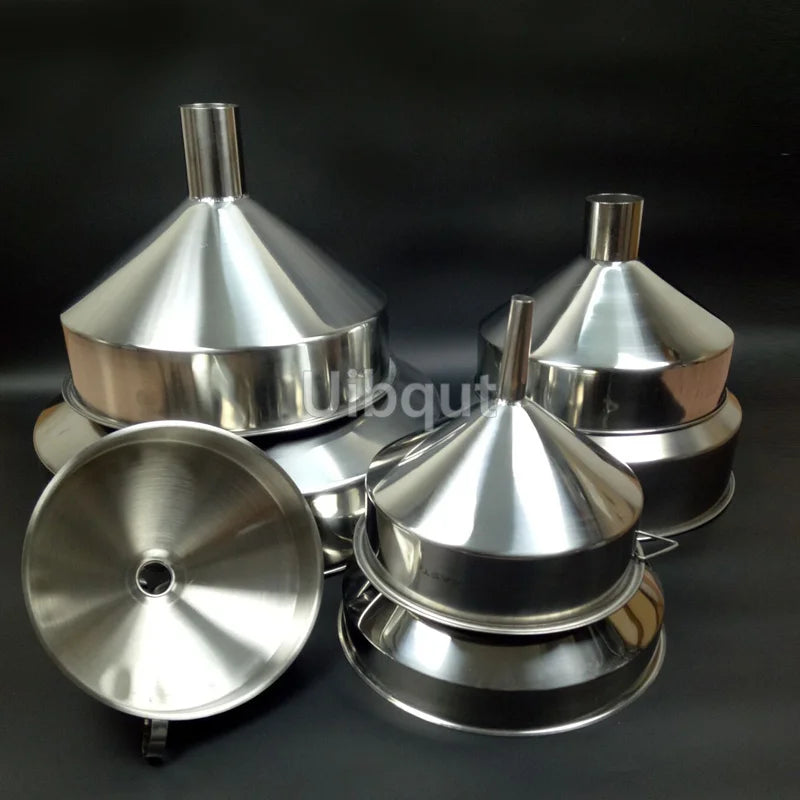 304 Big Stainless Steel Funnel Kitchen Oil Liquid leakage Funnel refueling Detachable Filter Wide Mouth Funnel Kitchen Tools