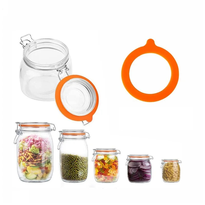 10pcs Silicone Jar Gaskets Replacement Airtight Rubber O Rings Leak-proof For Food Storage Sealing Lids Glass Can Kitchen Tools