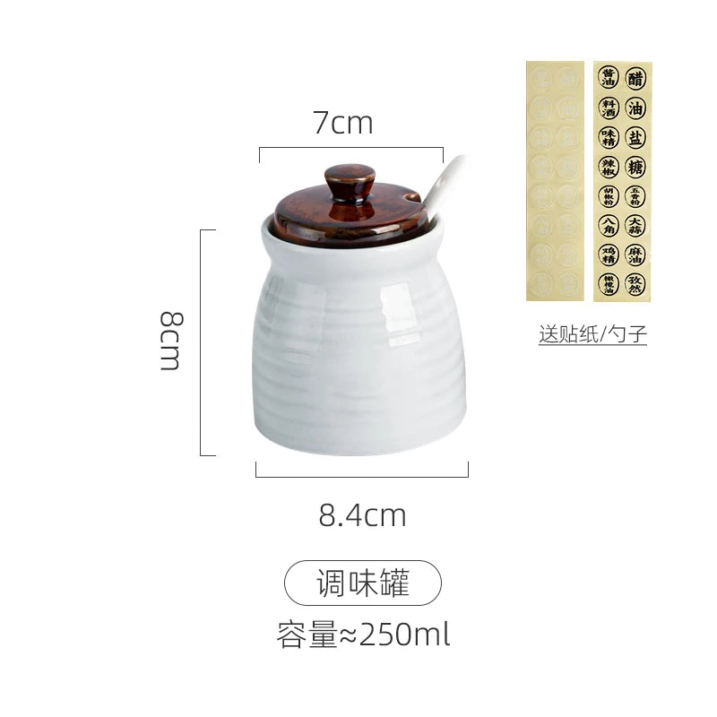 Japanese Restaurant Ceramic Seasoning Jar Vinegar Soy Sauce Chili Oil Pot Home Mini Seasoning Salt Sugar Jar Kitchen Container