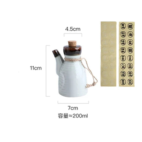 Japanese Restaurant Ceramic Seasoning Jar Vinegar Soy Sauce Chili Oil Pot Home Mini Seasoning Salt Sugar Jar Kitchen Container