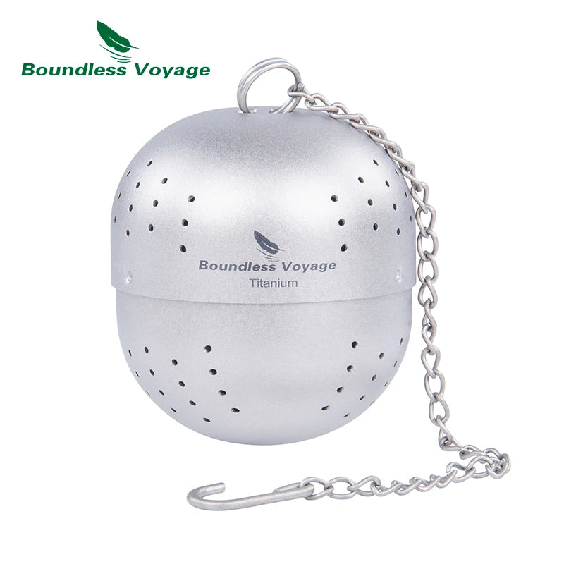 Boundless Voyage Titanium Tea Ball Infuser with Extended Chain Tea Strainer Mug Teapot Loose Tea Spices Home Kitchen Tools