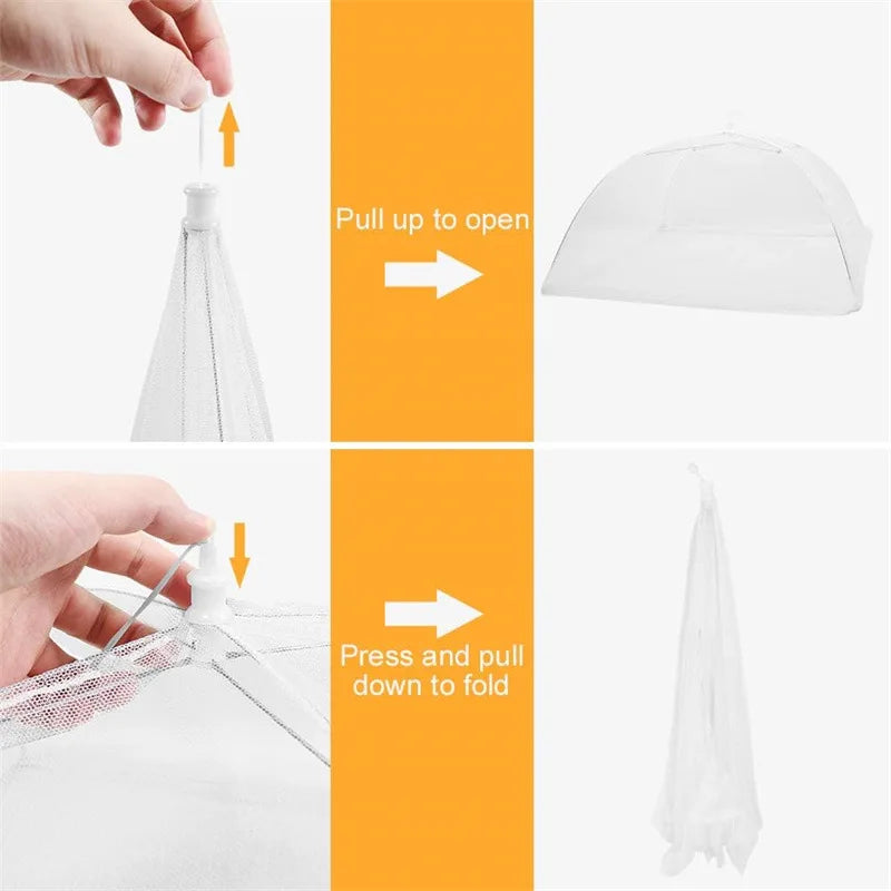 Foldable Umbrella Mesh Food Cover Anti-mosquito Meal Cover Net Lace Portable Picnic Protect Dish Cover Food Lid Kitchen Tools