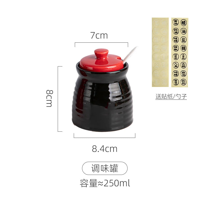 Japanese Restaurant Ceramic Seasoning Jar Vinegar Soy Sauce Chili Oil Pot Home Mini Seasoning Salt Sugar Jar Kitchen Container