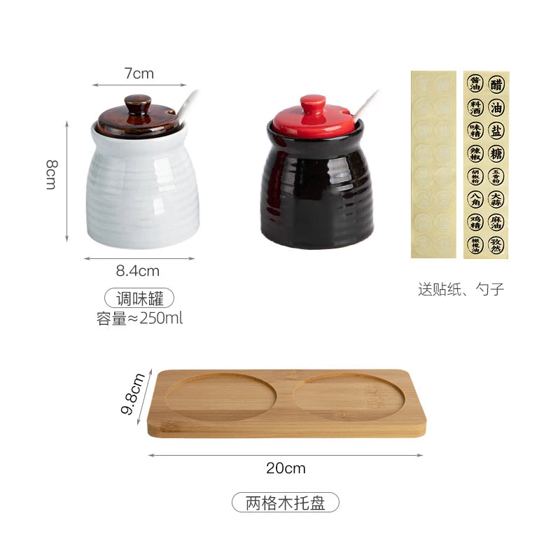 Japanese Restaurant Ceramic Seasoning Jar Vinegar Soy Sauce Chili Oil Pot Home Mini Seasoning Salt Sugar Jar Kitchen Container