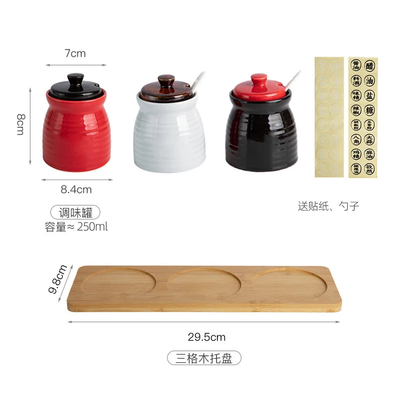 Japanese Restaurant Ceramic Seasoning Jar Vinegar Soy Sauce Chili Oil Pot Home Mini Seasoning Salt Sugar Jar Kitchen Container
