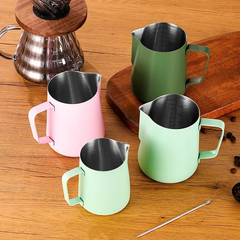 350/600ML Stainless Steel Coffee Milk Frother Jug With Scale Professional Steam Espresso Coffee Latte Art Kitchen Tools