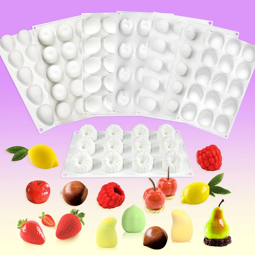 Mango Raspberry Silicone Molds for Baking Mousse 3D Fruit Lemon Strawberry Chocolate Cake Decoration Mold Kitchen Tools