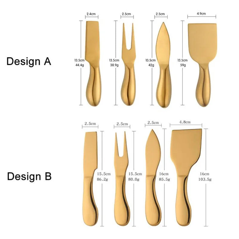 4Pcs Cheese Tool Gold Cheese Slicer Cutter Knife Creative Cheese Graters Kitchen Tools Cake Spatula Butter Knife Cheese Set