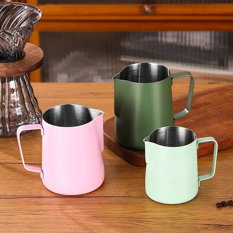 350/600ML Stainless Steel Coffee Milk Frother Jug With Scale Professional Steam Espresso Coffee Latte Art Kitchen Tools